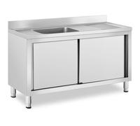 Commercial Kitchen Sink 1 Basin Royal Catering Stainless Steel 140 x 60 cm - Sink Cabinets by Silver