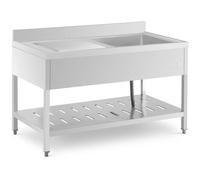 Commercial Kitchen Sink 1 Basin Royal Catering Stainless Steel 140 x 70 cm - Commercial Sinks by Silver