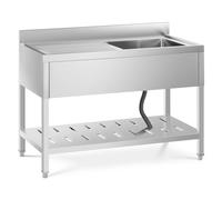 Commercial Kitchen Sink 1 Basin Stainless Steel 120 x 60 cm - Commercial Sinks by Royal Catering Silver