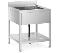Commercial Kitchen Sink 1 Basin Stainless Steel 70 x 70 cm - Commercial Sinks by Royal Catering Silver