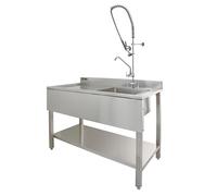 KuKoo Commercial Kitchen Catering Sink & Pre-Rinse Mixer Tap, LH