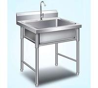 Commercial Kitchen Sink, Stainless Steel Freestanding Utility Sink with Stand Faucet and Flap, Adjustable Leg Height, (50cm/60cm)
