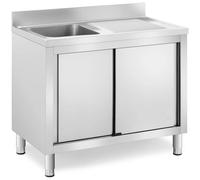 Commercial Kitchen Sink Unit 1 Basin Royal Catering Stainless Steel 100 x 60 cm - Commercial Sinks by Silver
