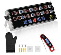 Commercial Kitchen Timers for Cooking, 8-Channel Timer for Commercial Kitchens, Heavy-Duty Loud Alarm Timer for Restaurants, Stainless Steel, LED Technology
