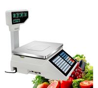 Commercial Label Printing Scale with Receipt Printer, Electronic Barcode Cash Register, 30kg/66lbs Dual-Sided LCD Display