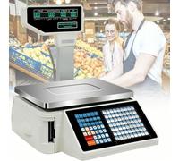 Commercial Label Printing Scales,Price Printing Scale,with Label and Receipt Printer, Electronics Barcode Scale Cash Register, 30kg/60lbs,Machine+Scanner+Cashbox
