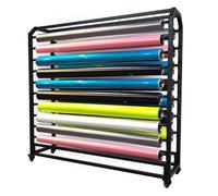 Commercial Lar Textile Fabric Display Cart, Adjustable Hanging Rods & Lockable Wheels, Perfect for Car Color Chan Film, 20 Rods, H210Cm x W160Cm