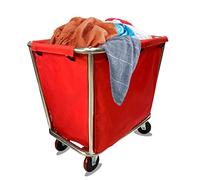 Commercial Laundry Trolley Laundry Bins on Wheels Heavy Duty Linens Laundry Cart Housekeeping Carts for Home Laundry Room Hotel (Color : Red)