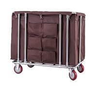 Commercial Laundry Trolley with Wheels Heavy Duty Cart and Basket Hamper Waterproof Oxford for Home Hotel (Brown C)