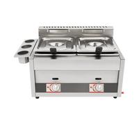 Commercial LPG Deep Fryer Dual Tank 2x6L Countertop Stainless Steel 430 Independent Temperature Control Gas Fryer with Baskets for Restaurant Takeaway Snack Bar Fast Food Cooking