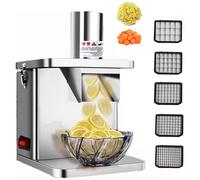 Commercial Machine,2 in 1 Electric Vegetable Dicer, Multifunctional Food Cutter＆Slicer, Commercial Fruit Dicing Machine Heavy Duty Stainless Steel Carrot Potato Onion Granular Cube