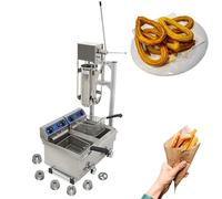 Commercial Manual Churro Maker, 7L Stainless Steel Spanish Churros Donuts Machine with 10L/20L Deep Fryer, Vertical Churro Filler with 6 Nozzles, for Restaurants, Bakeries(With 20L Deep Fryer)