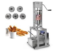 Commercial Manual Churro Maker - Vertical Stainless Steel Churrera Machine with 5L Capacity and Electric Deep Fryer for Making Spanish Donuts and Snacks