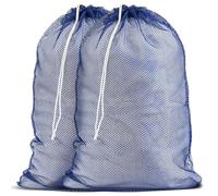 Commercial Mesh Laundry Bag - Sturdy Mesh Material with Drawstring Closure. Ideal Machine Washable Mesh Laundry Bag for Factories, College, Dorm and Apartment Dwellers. (24" x 36" | Blue | 2-Pack)