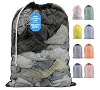 Commercial Mesh Laundry Bag - Sturdy Mesh Material with Drawstring Closure. Ideal Machine Washable Mesh Laundry Bag for Factories, College, Dorm and Apartment Dwellers. (24" x 36" | Black)