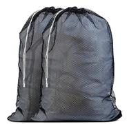 Commercial Mesh Laundry Bag - Sturdy Mesh Material with Drawstring Closure. Ideal Machine Washable Mesh Laundry Bag for Factories, College, Dorm and Apartment Dwellers. (24" x 36" | Black | 2-Pack)