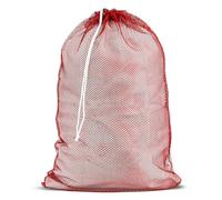 Commercial Mesh Laundry Bag - Sturdy Mesh Material with Drawstring Closure. Ideal Machine Washable Mesh Laundry Bag for Factories, College, Dorm and Apartment Dwellers. (24" x 36" | Red)