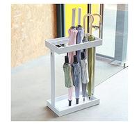 Commercial Metal Umbrella Rack with Mobile Drip Tray & 4 Hooks Holds 16 Umbrellas for Corridor & Entrance Storage Stylish White Umbrella Holder for Office & Public Spaces
