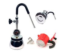 Commercial Milk Frother, Stainless Steel Steam Boiling Water Frothing Machine with 3-Hole Nozzle and Air Pressure Gauge, Outdoor Portable Milk Frother, Open Flame and Induction Hob Heating red