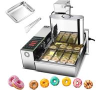 Commercial Mini Donut Maker, Digital Fryer with Adjustable Thickness, Stainless Steel, 5.5L Hopper, 1750 Units/h, Ideal for Cafes and Dessert Shops