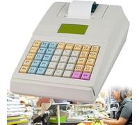 Commercial Mini Electronic Cash Register, for Small Business Supermarket, 40 Keys Smart Tills with Thermal Printer, Full English Keyboard (Color:white)