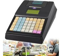 Commercial Mini Electronic Cash Register, for Small Business Supermarket, 40 Keys Smart Tills with Thermal Printer, Full English Keyboard (Color:black)