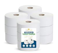 Commercial Mini Jumbo Toilet Roll, 2-ply Premium, Unscented, 1 ROLL OR 12 Rolls (Pack), 557 Sheets per Roll, 6684 Count, Sheet Size: 30.5 cm x 9 cm
