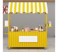 Commercial Mobile Stall Cart with Sunshade Canopy and Large-capacity Storage, Ideal for Scenic Areas, Pop-up Markets, and Holiday Events