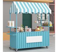 Commercial Mobile Stall Cart with Sunshade Canopy and Large-capacity Storage, Ideal for Scenic Areas, Pop-up Markets, and Holiday Events