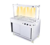 Commercial Mobile Wet Bain Marie & Hot Cupboard with Heated Gantry - 116cm Wide Carvery Station - Includes 9 GN Pans - Dual Plug Design (UK)