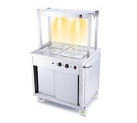 Commercial Mobile Wet Bain Marie & Hot Cupboard with Heated Gantry - 83.5cm Wide Carvery Station - Includes 5 GN Pans - Dual Plug Design (UK)