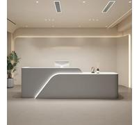 Commercial Modern Reception Desk 104in Retail Counter w/Hidden LED Lights, No Assembly Required, Ships in One Piece, for Beauty Salon Clothing Store & Office