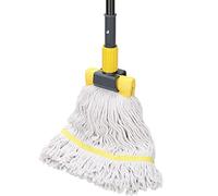 Commercial Mop Heavy Duty Industrial Mop with146 cm Long Handle and Jaw Clamp, Looped-End String Wet Cotton Mops for Floor Cleaning,Home,Office,Garage and Concrete/Tile Floor