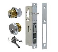 Commercial Mortise Door Lock with Thumbturn, 1-1/8" Backset Storefront Door Hook Bolt Lock, Solid Brass Cylinder, Direct Replacement for Aluminum Narrow Stile Doors (Silver)