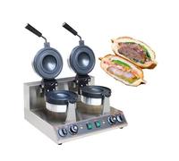 Commercial Multi-Function Press Grill: Hamburger Maker, Ice Cream Waffle Iron, Panini Press & Non-Stick Griddle with Adjustable Temp (50-300°C),B
