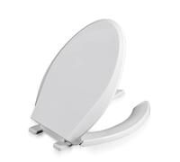 Commercial Open Front Toilet Seat with Cover, Elongated Toilet Seat Slow Close, Plastic, White,18.5Inch