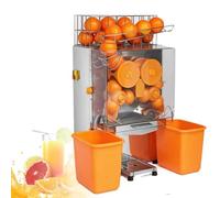 Commercial Orange Juicer Machine 120W Automatic Juice Extractor Stainless Steel Squeezer 20-30 Oranges Per Minute with PC Cover and 2 Peel Collecting Buckets