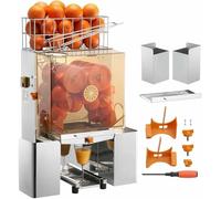 Commercial Orange Juicer Machine 120W - Automatic Juice Extractor with Pull-Out Filter Box, PC Cover, 2 Peel Collecting Buckets, 20 Oranges/Minute-