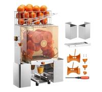 Commercial Orange Juicer Machine 120W Automatic Juice Extractor With Pull-Out Filter Box PC Cover 2 Peel Collecting Buckets For 20 Oranges Per Minute