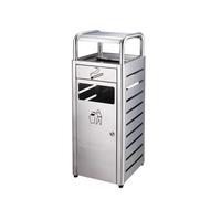 Commercial Outdoor Stainless Steel Vertical Trash Can with Ashtray Large Kitchen Waste Bin and Removable Inner Bucket for Easy Cleaning Perfect for Restaurants and Public Spaces