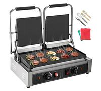 Commercial Panini Press Grill Non-Stick Electric Contact Grill Griddle for Sandwiches Steak Meat - Easy to Use for Beginners and Professionals - Ideal for Outdoor Camping Cooking