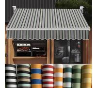 Commercial Patio Awning Replacement Fabric 13x8ft & 12x10ft Waterproof Canopy Cloth for Deck Porch Window & Door Outdoor Red Striped Sails Cover (22.9x13ft)