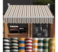 Commercial Patio Awning Replacement Fabric Waterproof Canopy for 13x8ft & 12x10ft Decks Beige Striped Outdoor Sail Cloth Ideal for Patio Porch Window Door