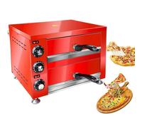 Commercial Pizza Double Oven 2200W 12 inch Stainless Steel Electric Countertop and Snack Multipurpose Indoor for Restaurant Home Pretzels Roast