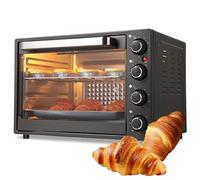 Commercial Pizza Oven 1500W Electric Countertop with 90-230°C Temperature Control 60-Minute Timer 4-in-1 Toaster Bake Broiler for Restaurants and Home Kitchens