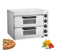Commercial Pizza Oven Single/Double Deck Layer, Stainless Steel Electric Pizza Oven With Stone & Handle, Multipurpose Indoor Outdoor Pizza Maker For Restaurant Home, Pretzels Baked(Double Layer)