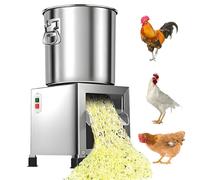 Commercial Poultry Feed Grinder, Stainless Steel Breeding Crusher with 4 Blades, Adjustable Thickness, Electric Vegetable Dicer Chopper for High Efficiency Shredding