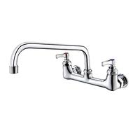 Commercial Pre-Rinse Kitchen Sink Taps Wall-Mounted Swing Nozzle Brass Polished Chrome POUGEO 8 Inch Center Kitchen Mixer Sink Faucet