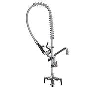Commercial Pre-Rinse Sink Faucet with Twin Lever Bridge Deck Mount for Efficient Kitchen Cleaning