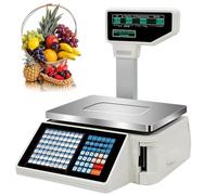 Commercial Price Computing Label Printing Scale with Pole Display and Barcode Scanner for Supermarket Retail